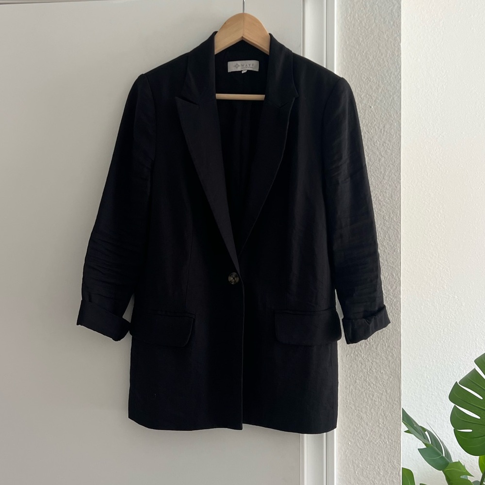 WAYF Elegant Sleek Black Women's Blazer Business Casual Lightweight Chic